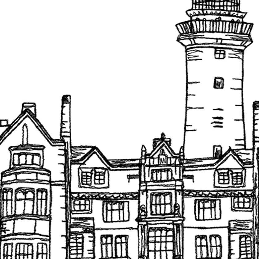 Wirral Skyline, Black and White A6 Card