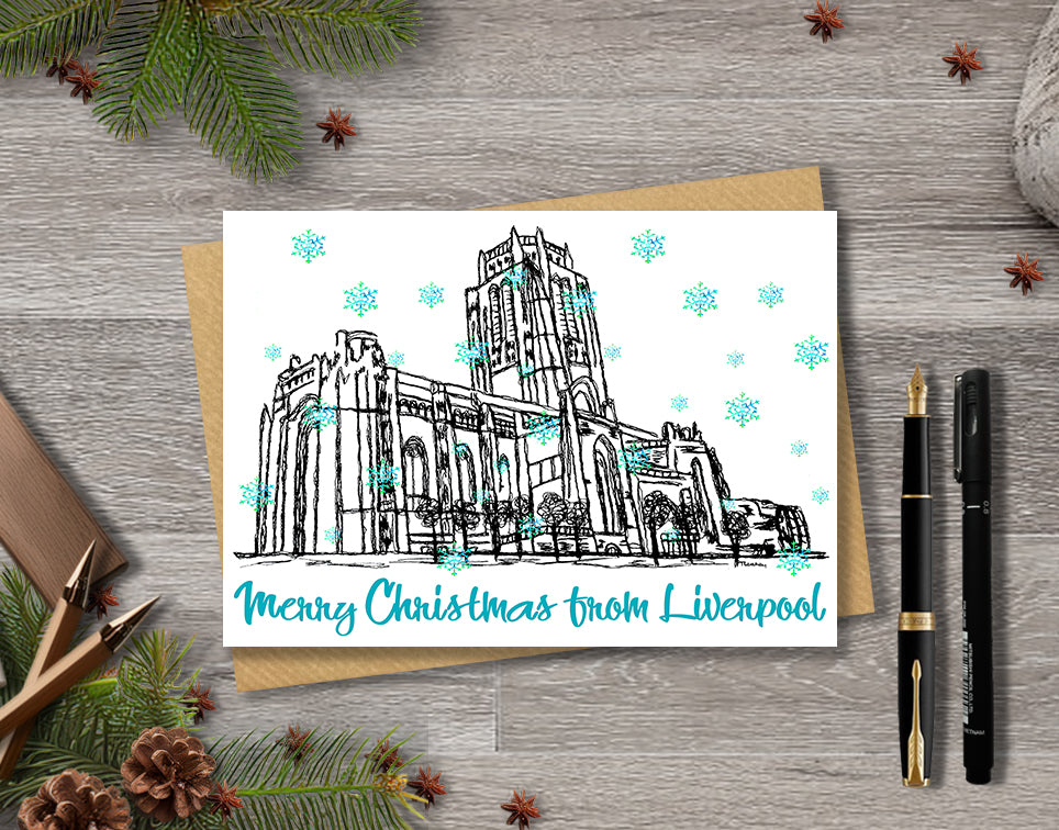 Personalised Liverpool Anglican Cathedral Christmas A5 Card