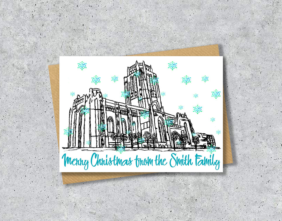 Personalised Liverpool Anglican Cathedral Christmas A5 Card