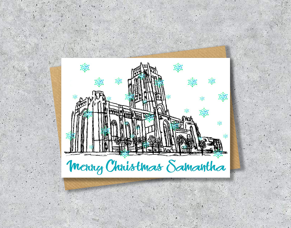 Personalised Liverpool Anglican Cathedral Christmas A5 Card