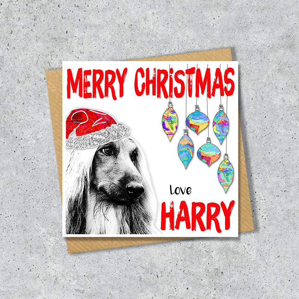 Afghan Hound Christmas Card, Personalised, Dog Mum, Dog Dad, Love from the Dog