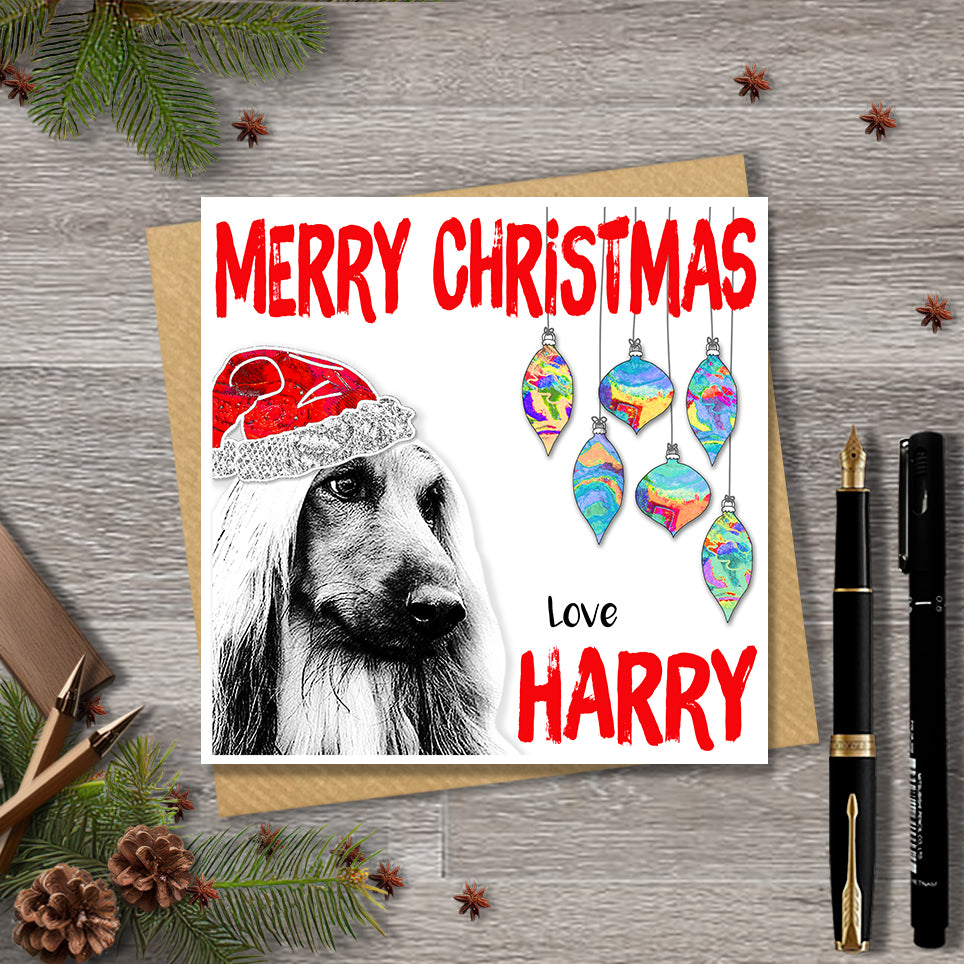 Afghan Hound Christmas Card, Personalised, Dog Mum, Dog Dad, Love from the Dog