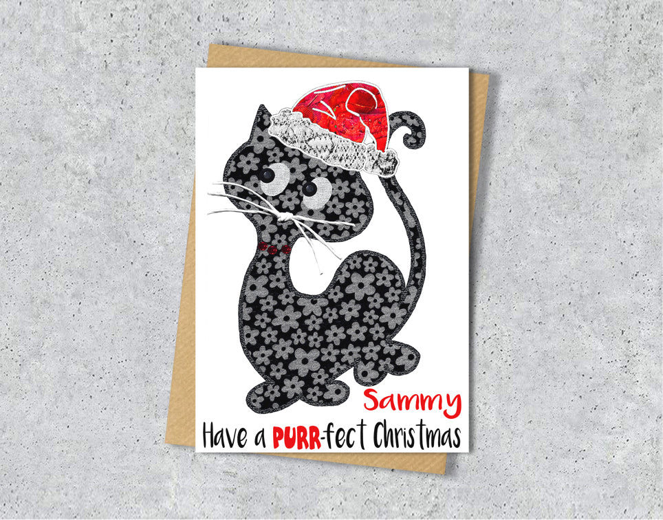Cat Christmas Card, A5 Personalised Greeting Card