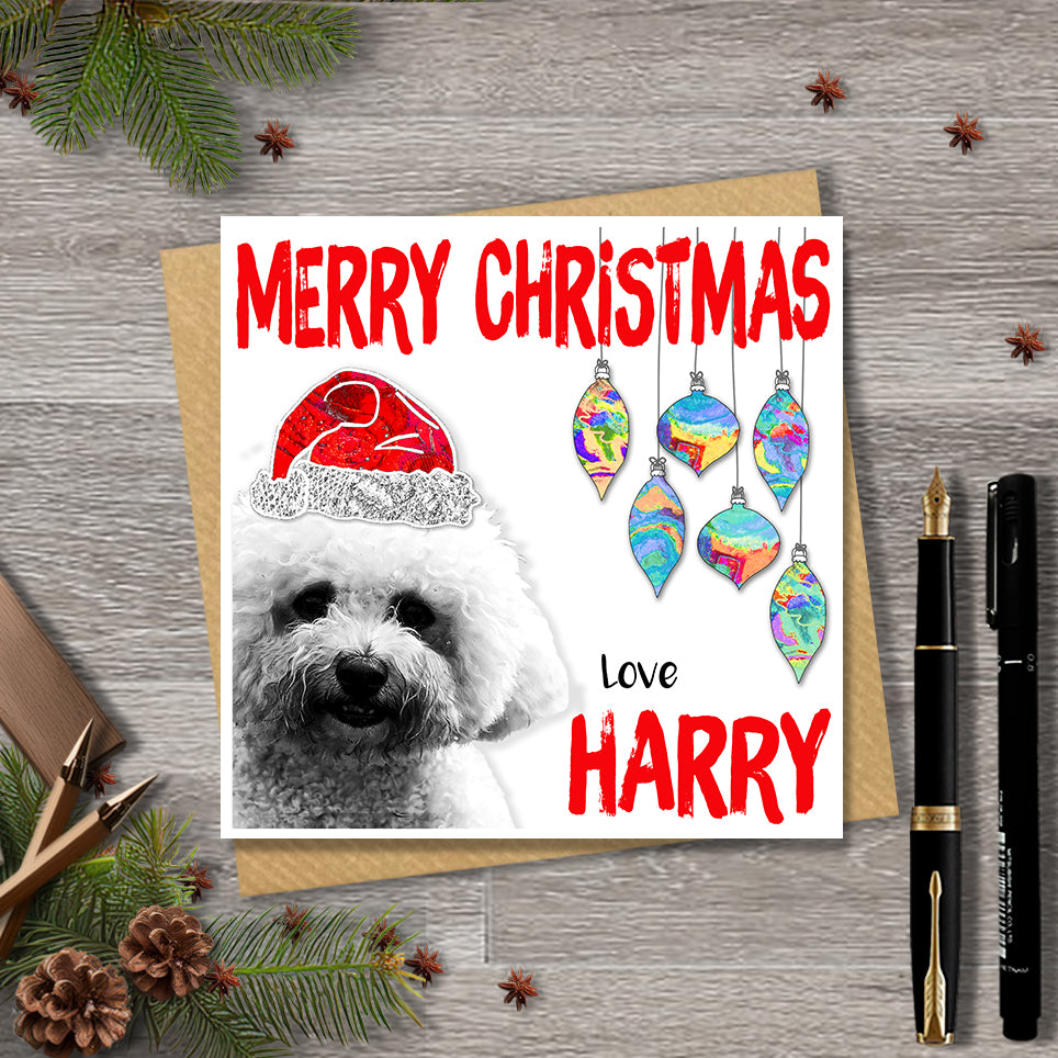Bichon Frise Christmas Card, Personalised, Dog Mum, Dog Dad, Love from the Dog