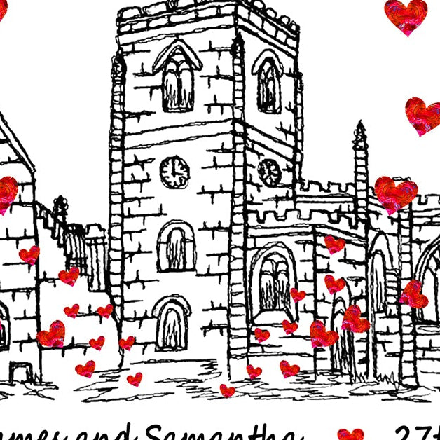 Personalised Birkenhead Priory Wedding Venue Card, Wirral, Anniversary Card