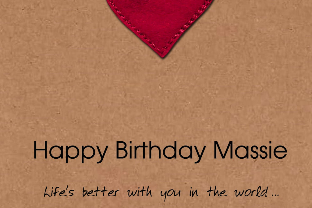 Personalised Heart Birthday Card,  Embroidered Decal, Minimalist Design, Kraft Eco Friendly Gift Card