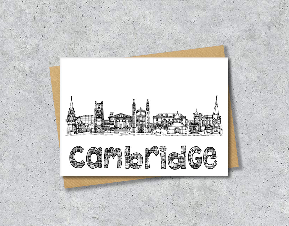 Cambridge Skyline, Black and White A6 Card