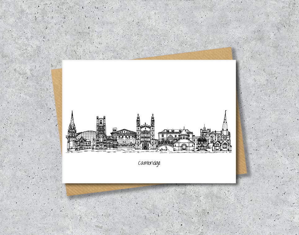 Cambridge Graduation Card, Personalised A6 Black and White Housewarming Card