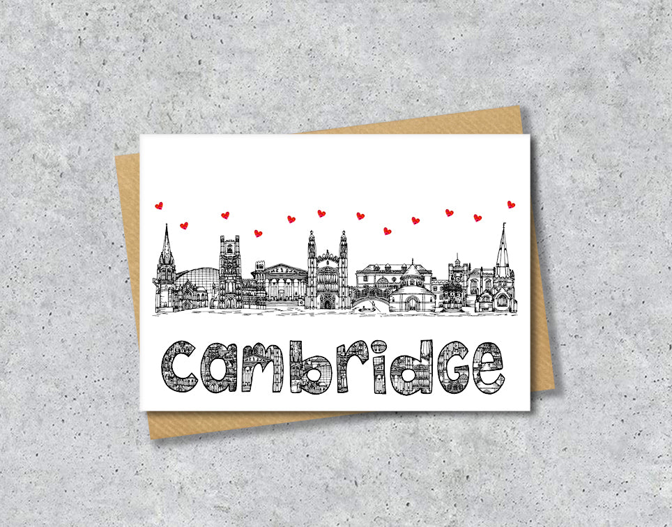 Cambridge Skyline, Black and White A6 Card