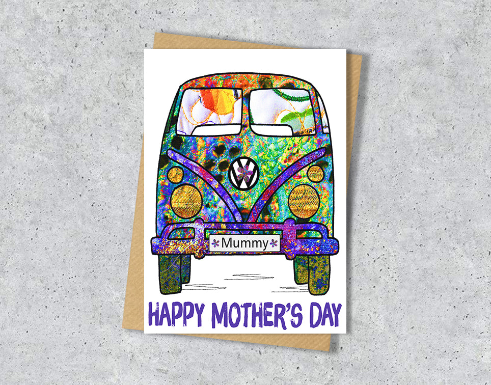 Personalised colourful campervan mother's day card