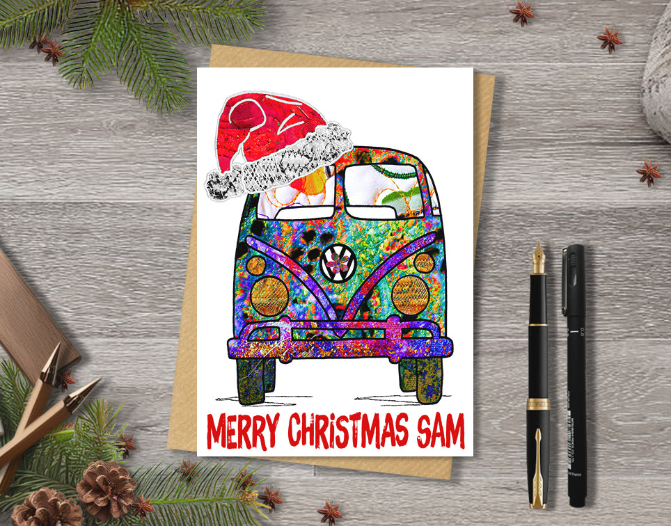 Campervan Christmas Card, A5 Personalised Greeting Card