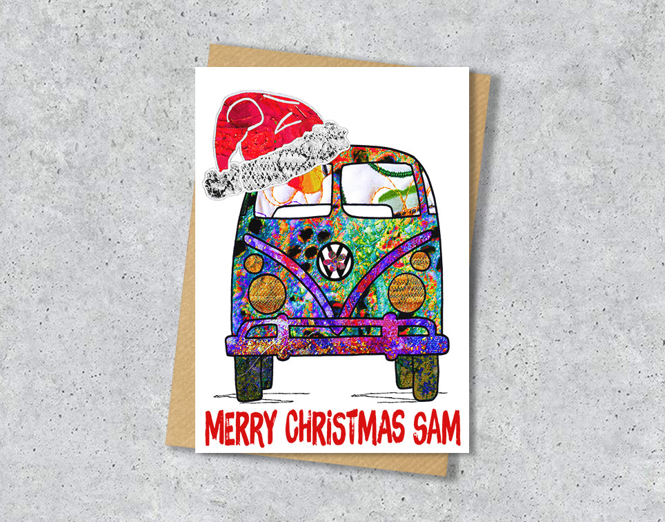 Campervan Christmas Card, A5 Personalised Greeting Card
