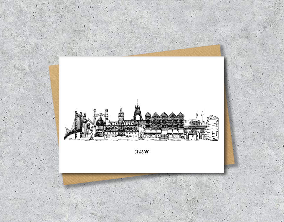 Chester Graduation Card, Personalised A6 Black and White Housewarming Card