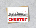Chester Skyline, Black, White and Red A6 Card