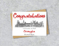 Greeting card with University of Hull textile illustration and 'Congratulations' with personalised text.
