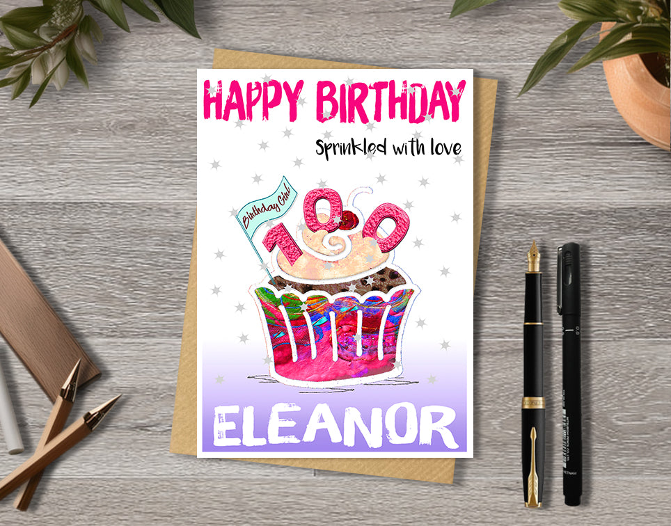 A5 Cupcake Birthday Personalised Age Card