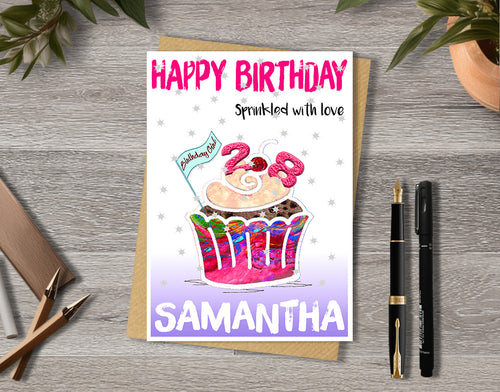 A5 Cupcake Birthday Personalised Age Card