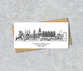 Chester Skyline Graduation or Housewarming Card, Personalised, Chester landmarks, Black White, Red Hearts