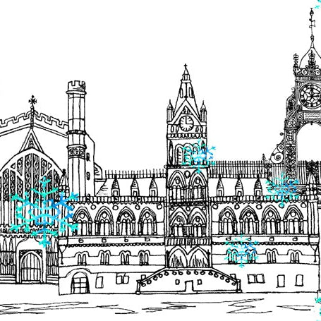 Chester Skyline Christmas Card, A5 Personalised Xmas Family Card