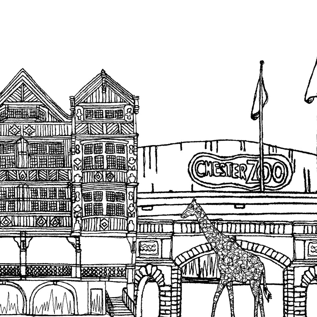 Chester Skyline, Black and White A6 Card