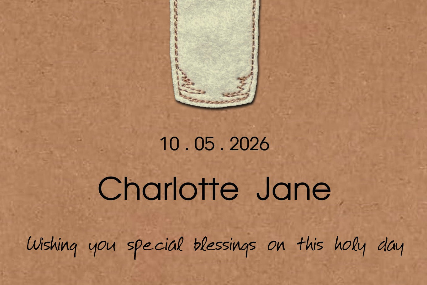 Illustration of a candle on a brown background with text and date