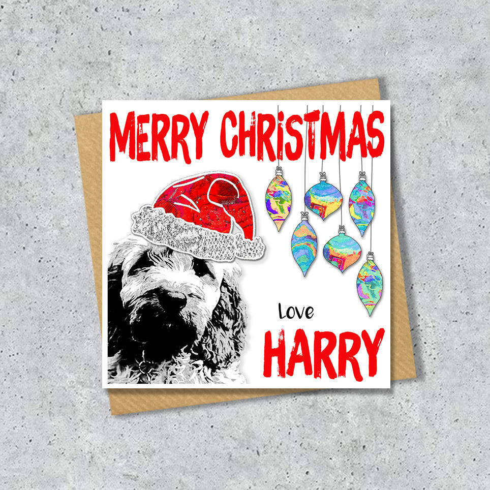 Cockapoo Christmas Card, Personalised, Dog Mum, Dog Dad, Love from the Dog