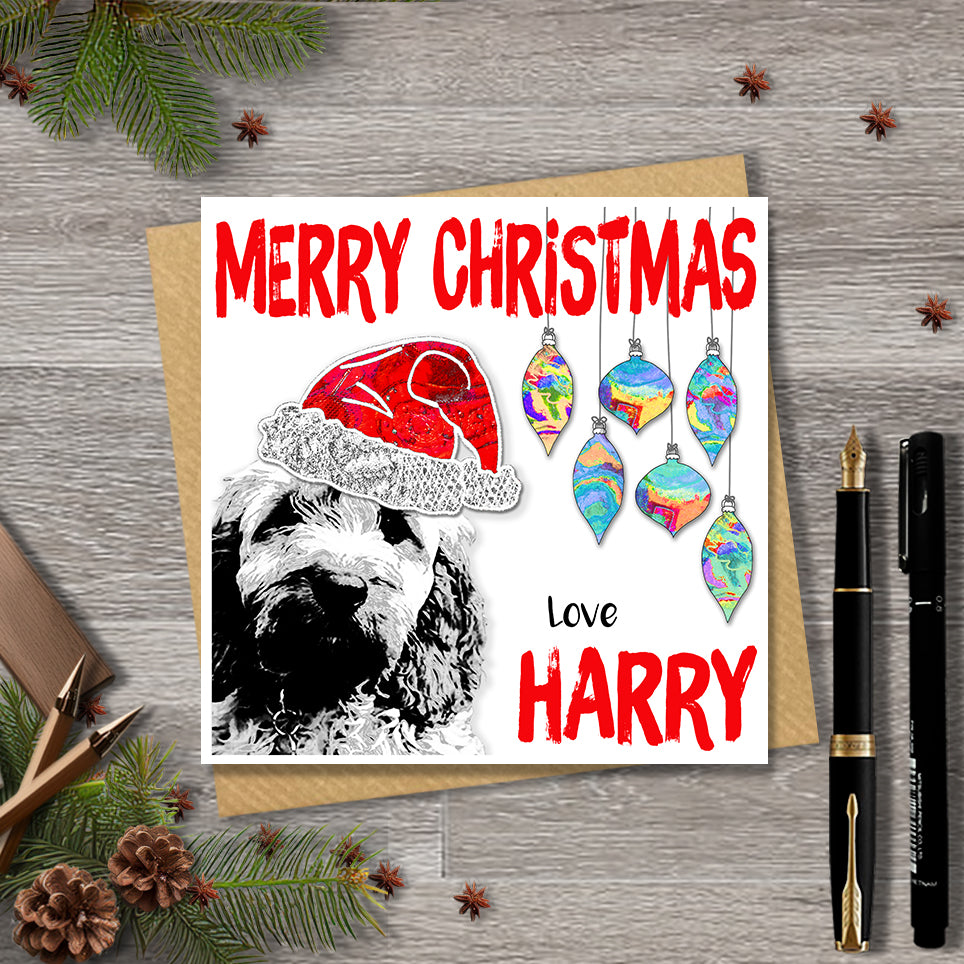 Cockapoo Christmas Card, Personalised, Dog Mum, Dog Dad, Love from the Dog