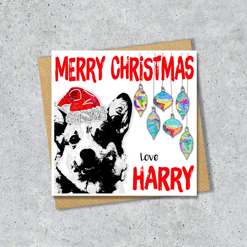 Corgi Christmas Card, Personalised, Dog Mum, Dog Dad, Love from the Dog