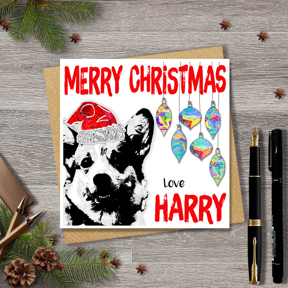 Corgi Christmas Card, Personalised, Dog Mum, Dog Dad, Love from the Dog
