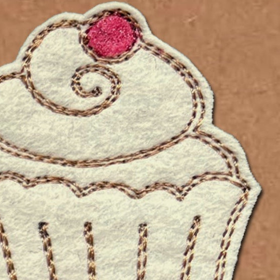 Personalised Cupcake Birthday Card,  Embroidered Decal, Minimalist Design, Kraft Eco Friendly Gift Card