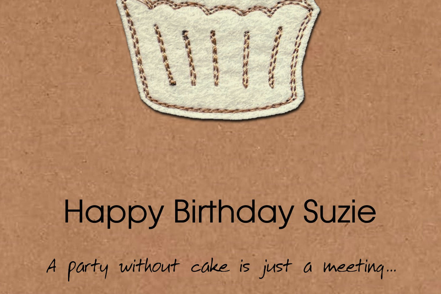 Personalised Cupcake Birthday Card,  Embroidered Decal, Minimalist Design, Kraft Eco Friendly Gift Card