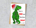 Dinosaur Christmas Card, A5 Personalised Greeting Card