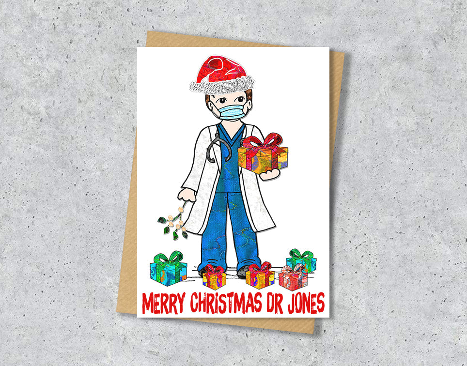 Doctor Christmas Card, A5 Personalised Greeting Card