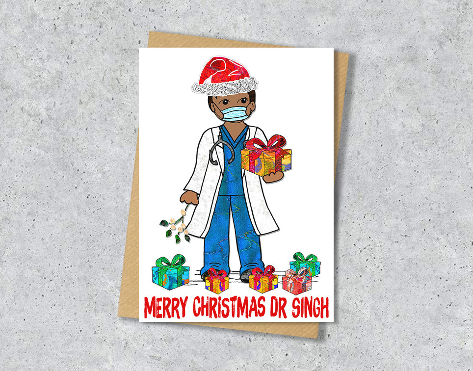Doctor Christmas Card, A5 Personalised Greeting Card