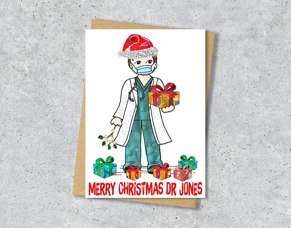 Doctor Christmas Card, A5 Personalised Greeting Card