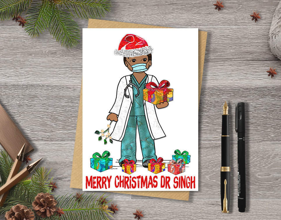 Doctor Christmas Card, A5 Personalised Greeting Card