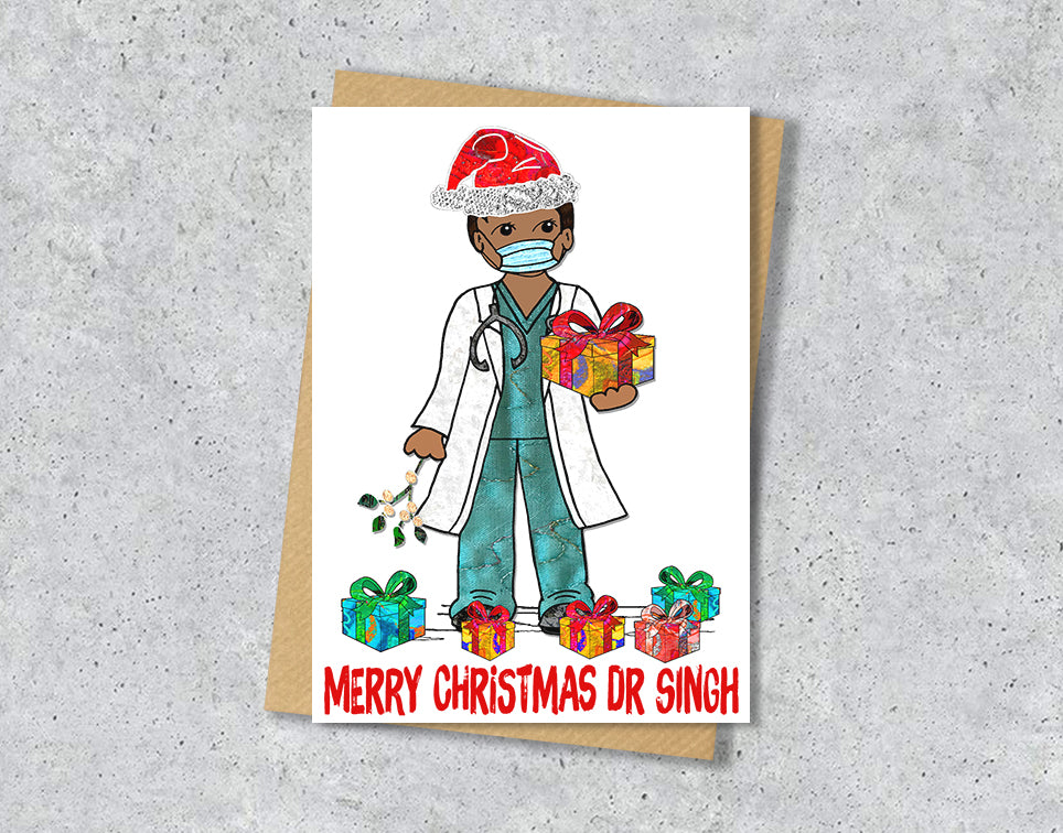 Doctor Christmas Card, A5 Personalised Greeting Card