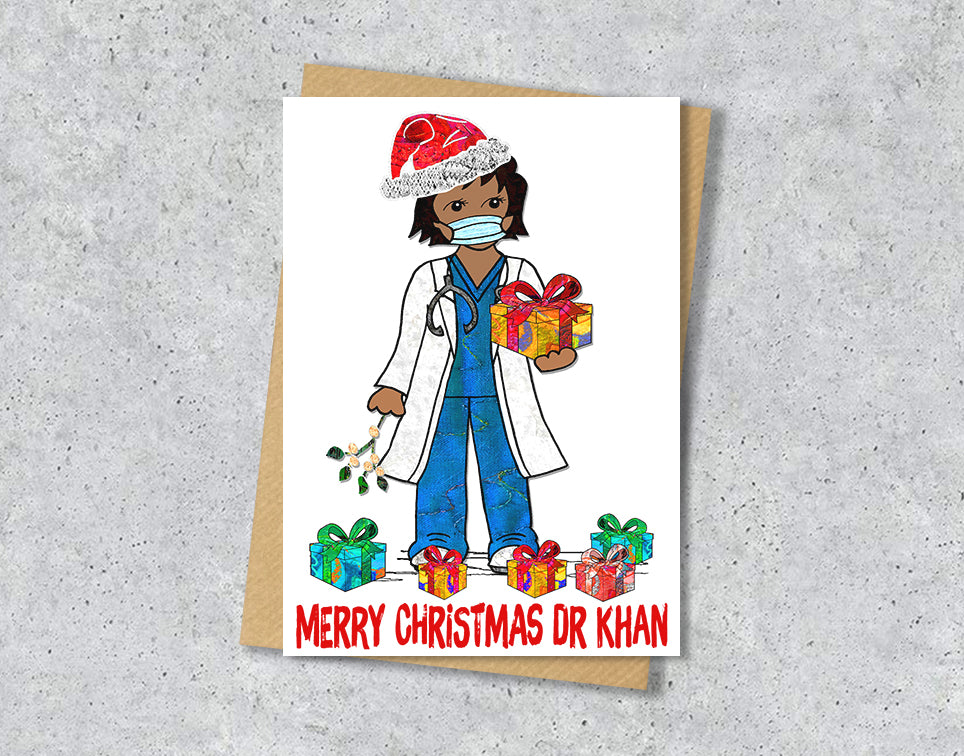 Doctor Christmas Card, A5 Personalised Greeting Card