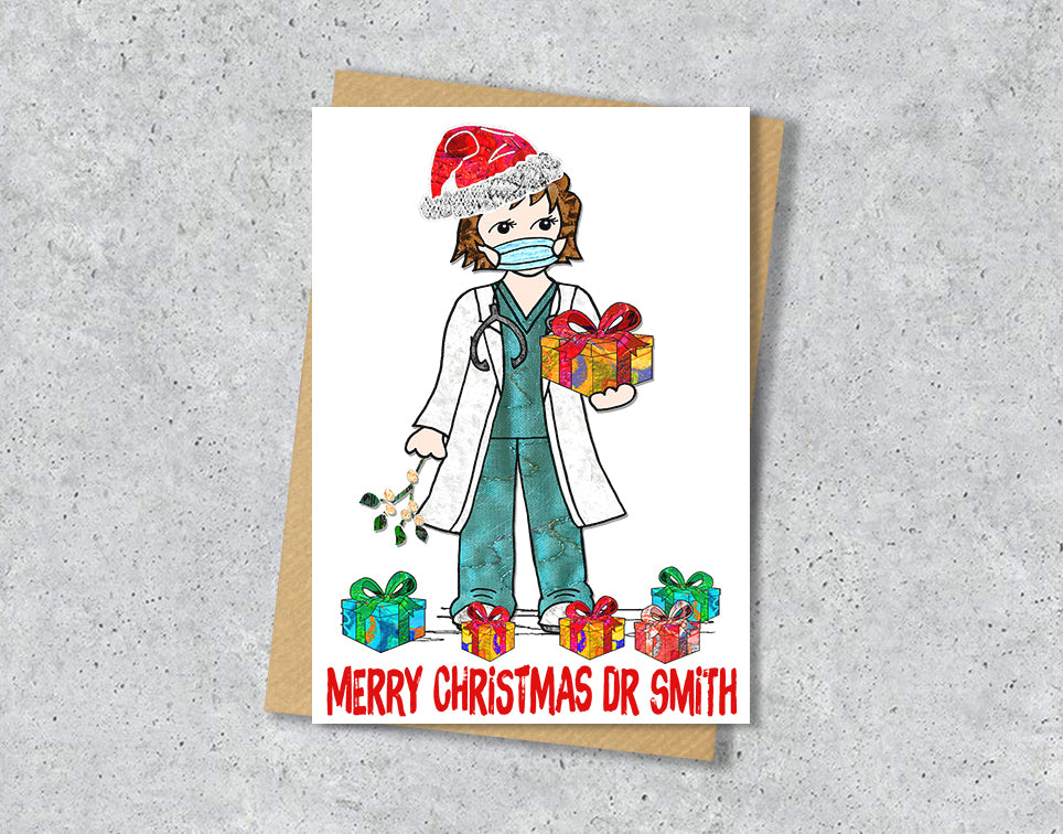 Doctor Christmas Card, A5 Personalised Greeting Card