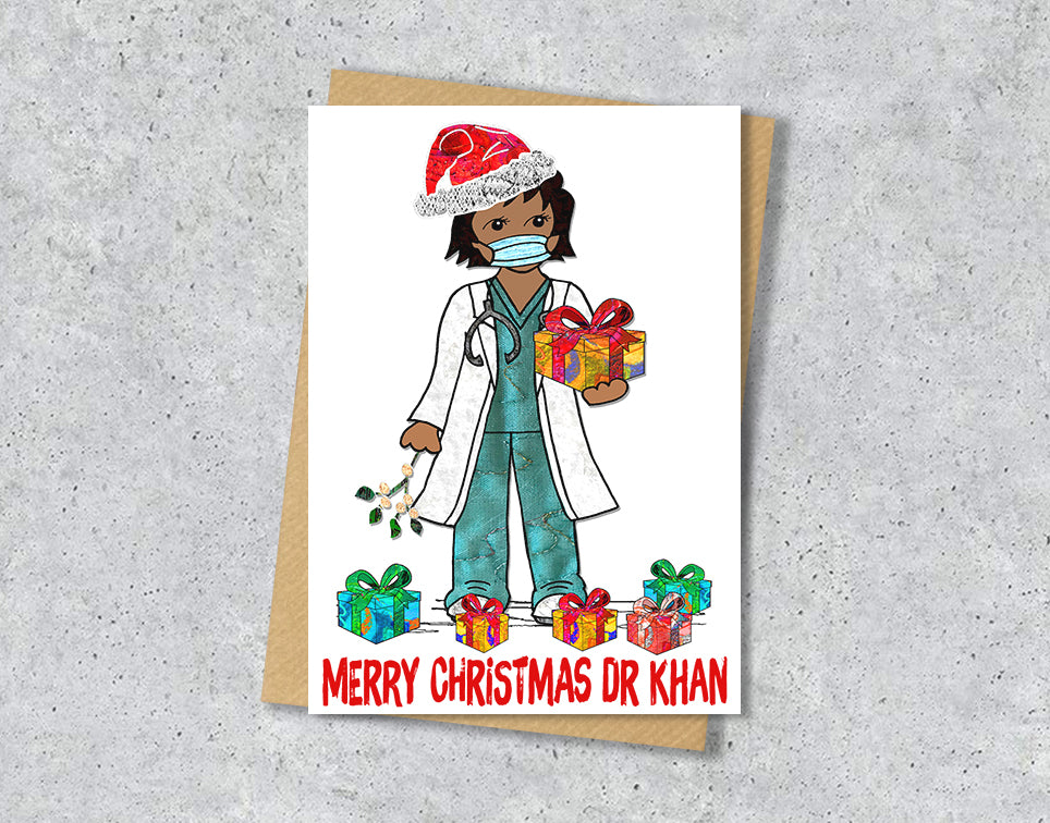 Doctor Christmas Card, A5 Personalised Greeting Card