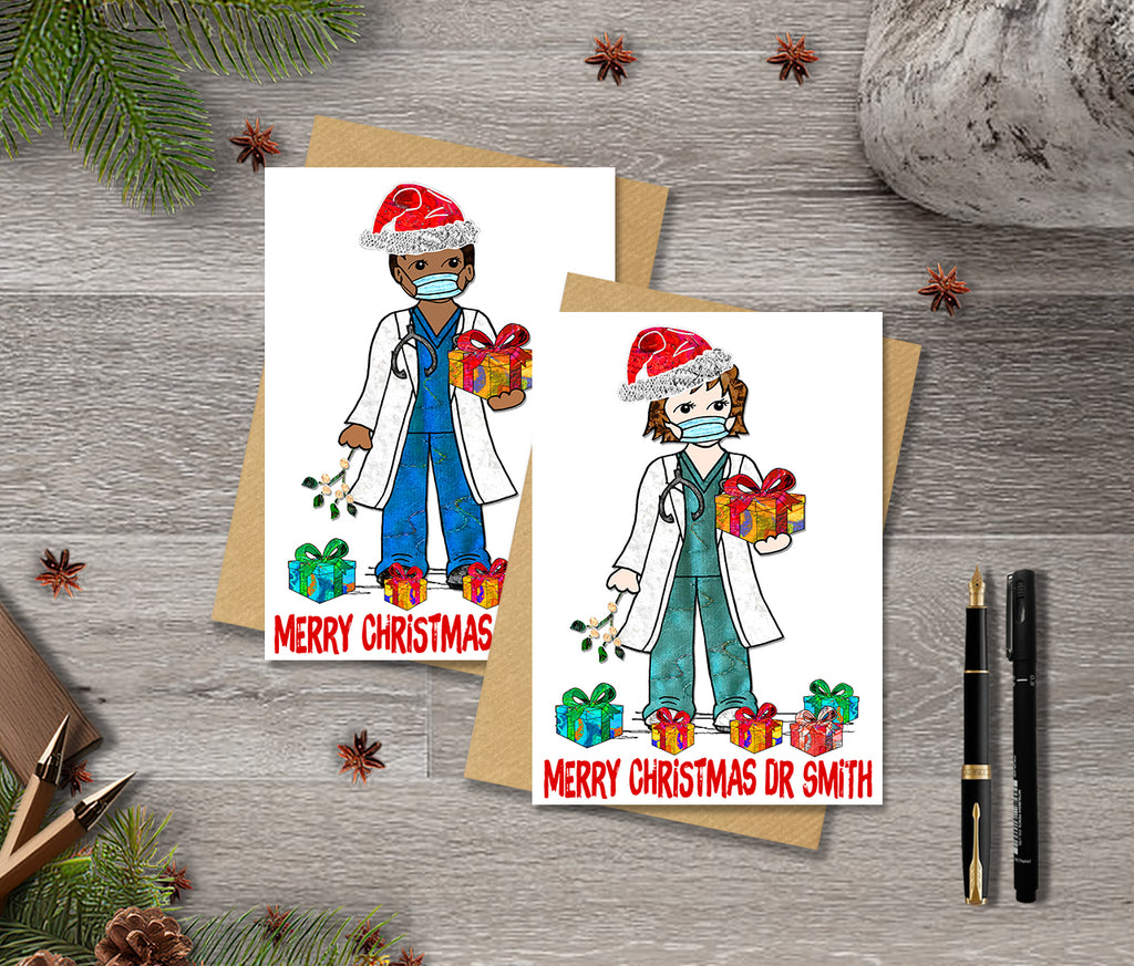 Doctor Christmas Card, A5 Personalised Greeting Card