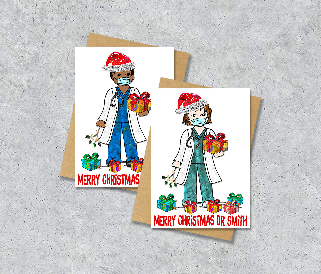 Doctor Christmas Card, A5 Personalised Greeting Card