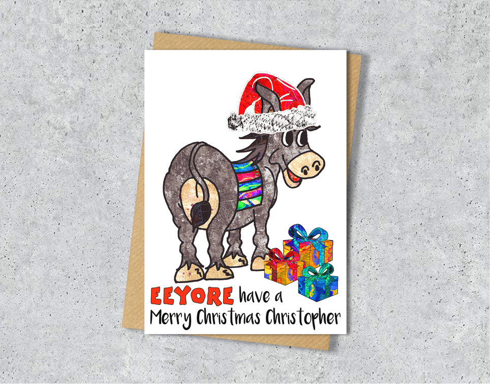 Donkey Christmas Card, A5 Personalised Greeting Card