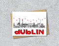 Dublin Skyline, Black, White and Red A6 Card