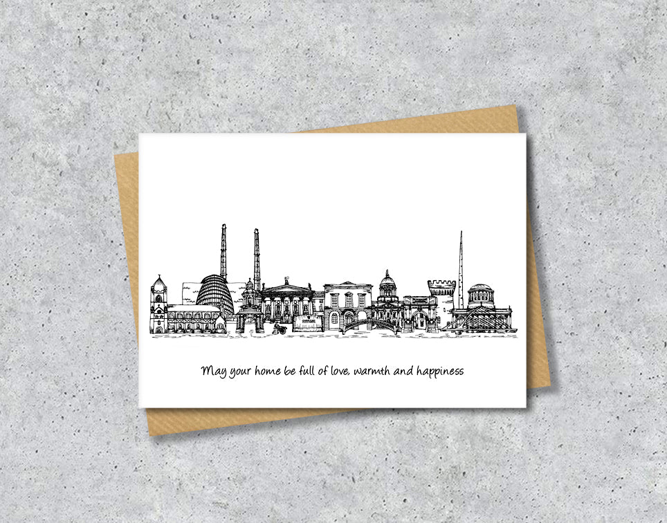 Dublin Graduation Card, Personalised A6 Black and White Housewarming Card
