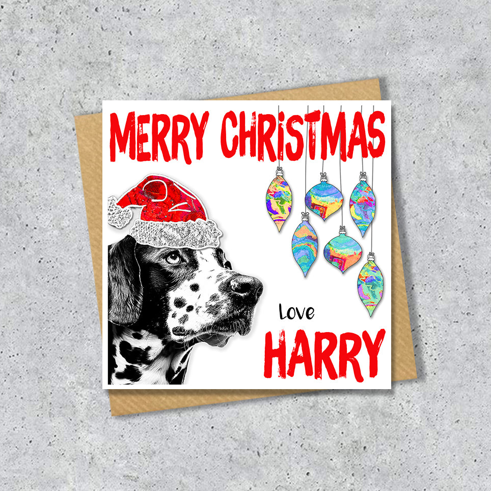 Dalmatian Christmas Card, Personalised, Dog Mum, Dog Dad, Love from the Dog
