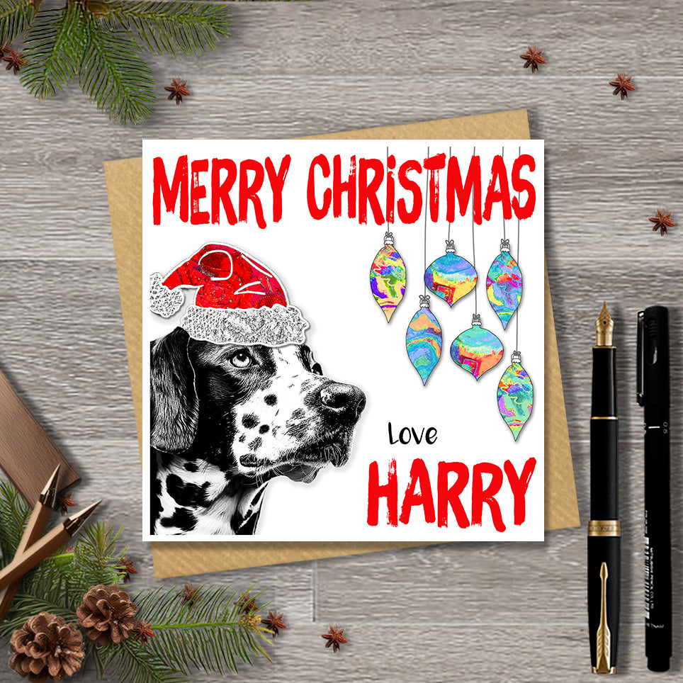 Dalmatian Christmas Card, Personalised, Dog Mum, Dog Dad, Love from the Dog