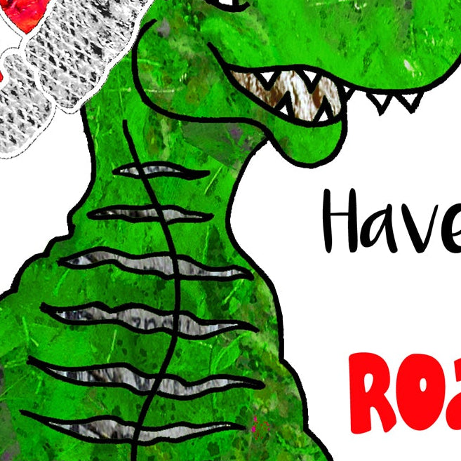 Dinosaur Christmas Card, A5 Personalised Greeting Card