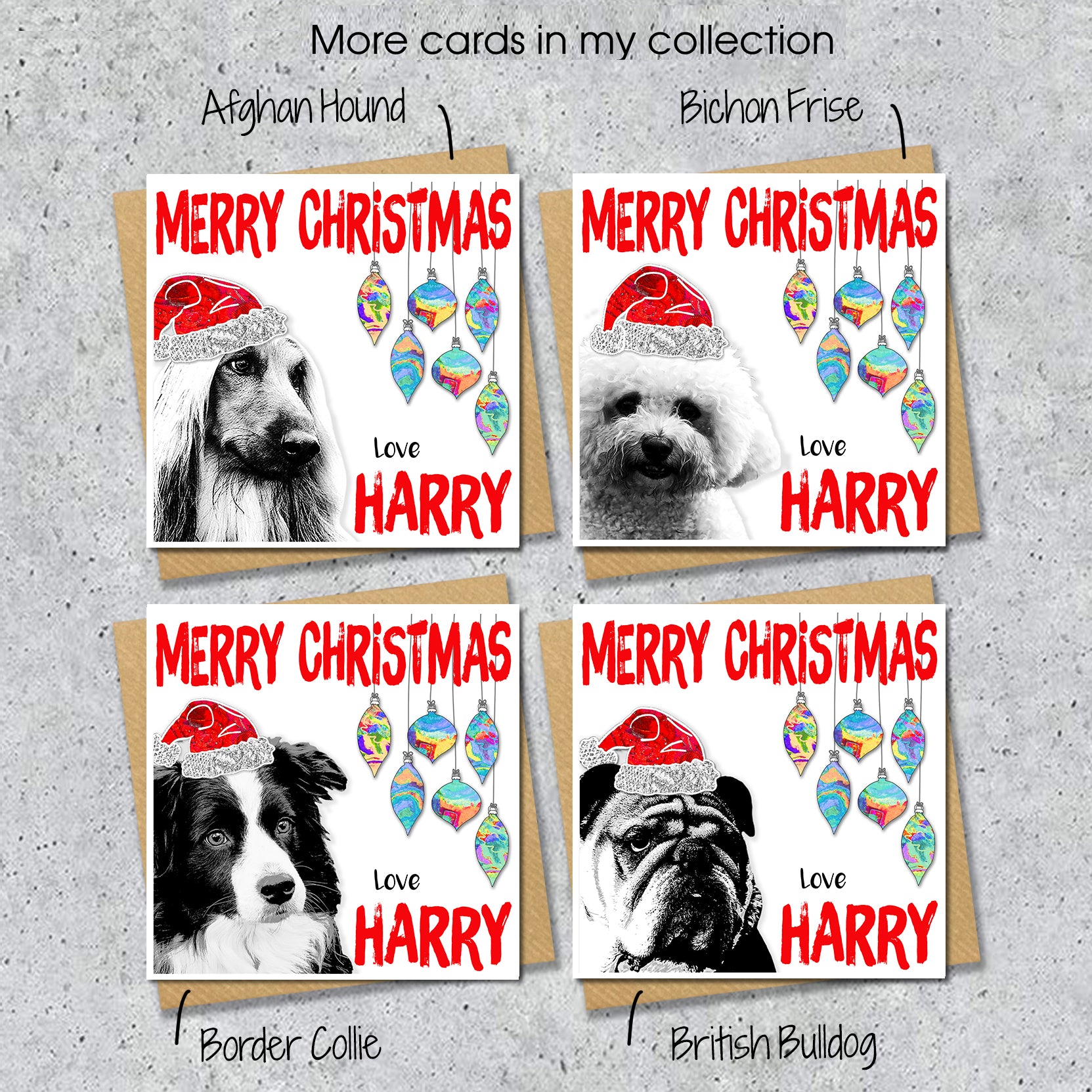 Staffordshire Bull Terrier Christmas Card, Personalised, Dog Mum, Dog Dad, Love from the Dog