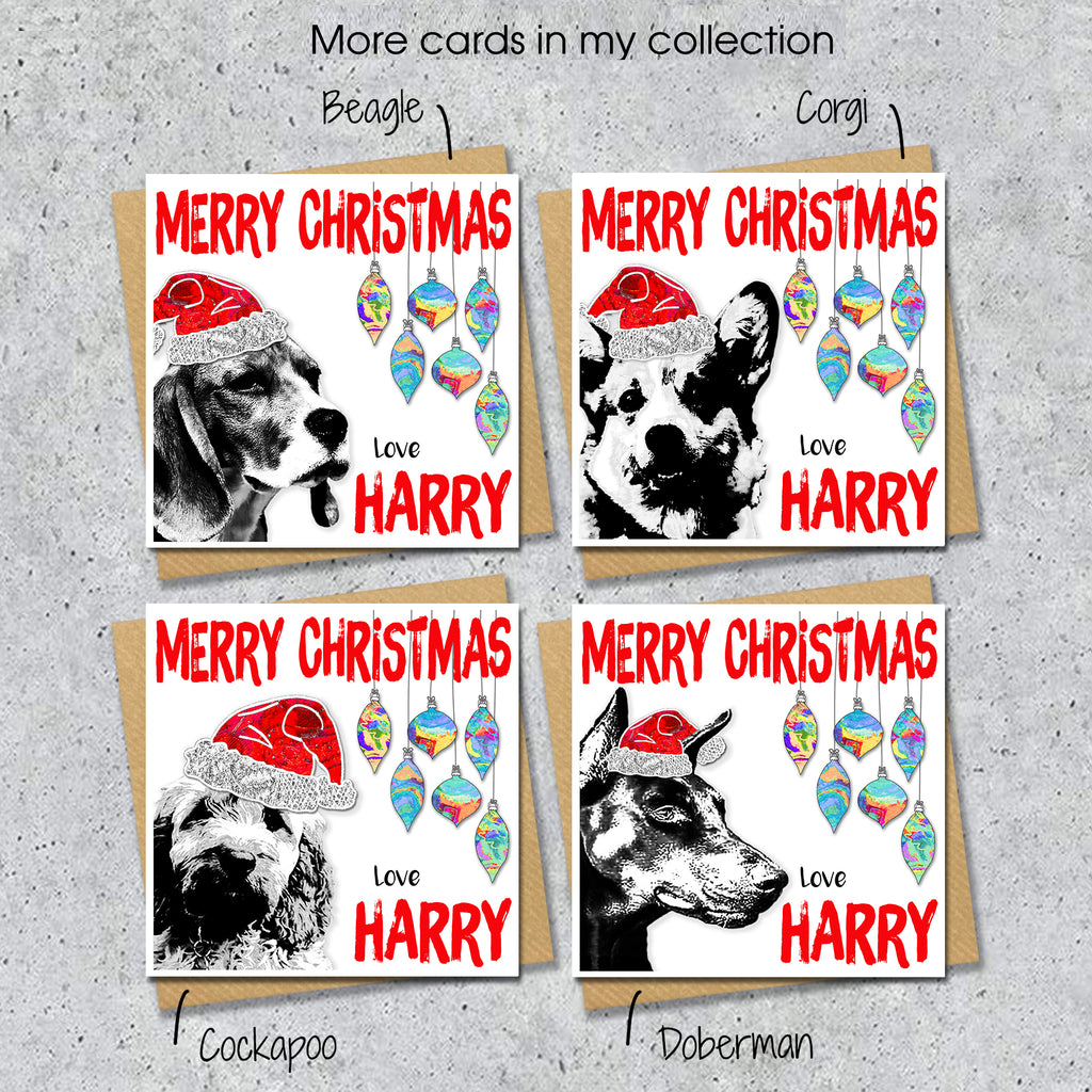 Beagle Christmas Card, Personalised, Dog Mum, Dog Dad, Love from the Dog